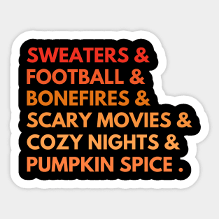 Sweaters Football Bonefires Pumpkin Spice Retro Vintage Funny Fall Season Sticker